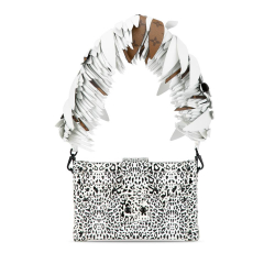 Louis Vuitton AB Louis Vuitton White Coated Canvas Fabric Leopard Print and Fringe Strap Petite Malle Italy