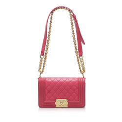 Chanel B Chanel Pink Hot Pink Lambskin Leather Leather Small Boy Flap Bag France