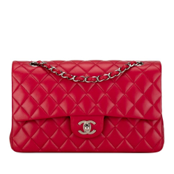 Chanel AB Chanel Red Lambskin Leather Leather Medium Classic Lambskin Double Flap France
