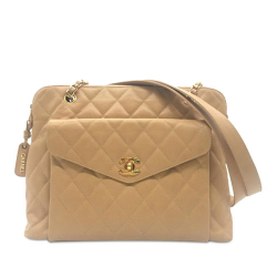 Chanel B Chanel Brown Beige Caviar Leather Leather CC Quilted Caviar Front Pocket Shoulder Bag Italy