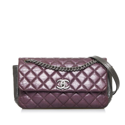 Chanel B Chanel Purple Lambskin Leather Leather Glazed Matelasse Portobello Flap Bag France