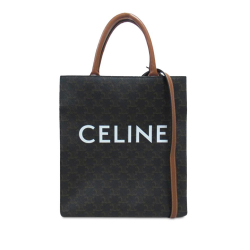 Celine AB Celine Black Coated Canvas Fabric Small Triomphe Cabas Vertical Tote Italy