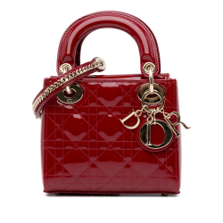 Christian Dior AB Dior Red Patent Leather Leather Mini Patent Cannage Lady Dior France