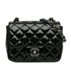 Chanel AB Chanel Black Patent Leather Leather Mini Square Classic Patent Single Flap Italy
