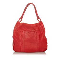 Bottega Veneta B Bottega Veneta Red Calf Leather Intrecciato Tote Bag Italy