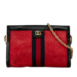 Gucci B Gucci Red Suede Leather Small Ophidia Chain Crossbody Italy