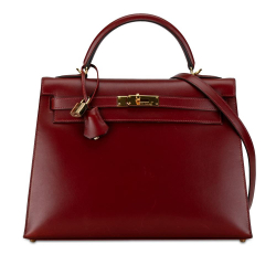 Hermès B Hermès Red Bordeaux Calf Leather Box Kelly Sellier 32 France