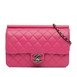 Chanel B Chanel Pink Lambskin Leather Leather Medium Quilted Lambskin Crossing Times Flap Italy