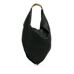 Bottega Veneta B Bottega Veneta Black Calf Leather Intrecciato Foulard Shoulder Bag Italy