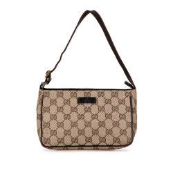 Gucci B Gucci Brown Light Brown Canvas Fabric GG Handbag Italy
