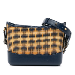 Chanel AB Chanel Brown Navy with Blue Navy Rattan Natural Material Small Gabrielle Crossbody Italy
