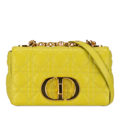 Christian Dior AB Dior Yellow Neon Yellow Calf Leather Small skin Cannage Caro Italy