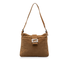 Fendi B Fendi Brown Light Brown Corduroy Fabric Shoulder Bag Italy