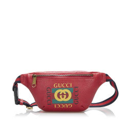 Gucci AB Gucci Red Calf Leather Gucci Logo Belt Bag Italy