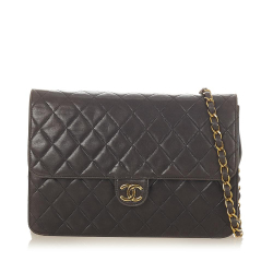 Chanel B Chanel Black Lambskin Leather Leather Old Medium Lambskin CC Single Flap bag France
