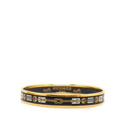 Hermès B Hermès Black with Gold Enamel Other Narrow Rope Design Bangle 65 Austria
