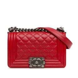 Chanel AB Chanel Red Lambskin Leather Leather Small Lambskin Boy Flap Italy