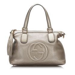 Gucci B Gucci Silver Calf Leather Soho Working Satchel Italy