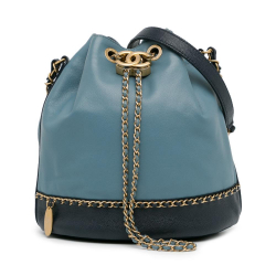 Chanel B Chanel Blue Light Blue Lambskin Leather Leather CC Lovely Chains Bucket Bag Italy