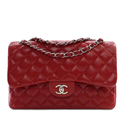 Chanel B Chanel Red Caviar Leather Leather Jumbo Classic Caviar Double Flap France