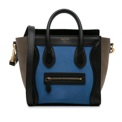 Celine B Celine Blue Calf Leather Nano Tricolor Luggage Tote Italy