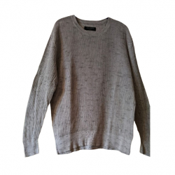 All Saints Pull en tricot de coton gris clair M-L