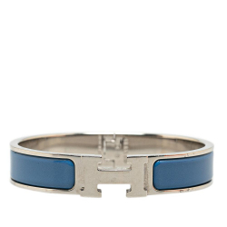 Hermès B Hermès Blue with Silver Enamel Other Clic H Bracelet PM France