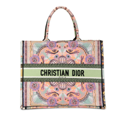 Christian Dior AB Dior Pink Light Pink Canvas Fabric Cruise Large Lights Embroidered Multicolor Book Tote Italy