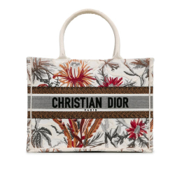 Christian Dior AB Dior White Canvas Fabric Medium Toile de Jouy Tropicalia Book Tote Italy
