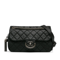 Chanel B Chanel Black Calf Leather Medium skin Paris-Edinburgh Coco Sporran Flap Italy