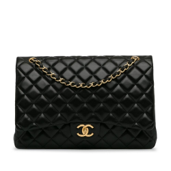 Chanel B Chanel Black Lambskin Leather Leather Jumbo Classic Lambskin Double Flap France