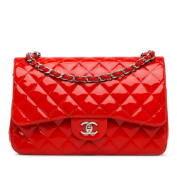 Chanel AB Chanel Red Patent Leather Leather Jumbo Classic Patent Double Flap Italy