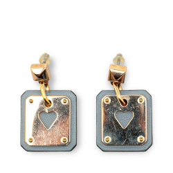 Hermès B Hermès Gold with Blue Gold Plated Metal Swift As De Coeur Push Back Earrings France