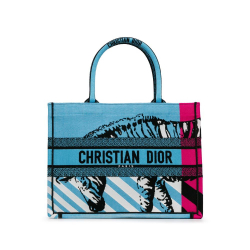 Christian Dior AB Dior Blue Canvas Fabric Medium D-Jungle Pop Book Tote Italy