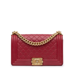 Chanel AB Chanel Red Lambskin Leather Leather Medium Boy Bag France