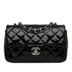Chanel B Chanel Black Patent Leather Leather Mini Rectangular Classic Patent Single Flap Italy