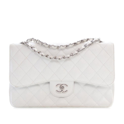Chanel AB Chanel White Caviar Leather Leather Jumbo Classic Caviar Double Flap Italy