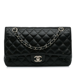 Chanel B Chanel Black Caviar Leather Leather Medium Classic Caviar Double Flap Bag Italy