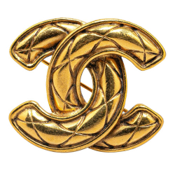 Chanel B Chanel Gold Gold Plated Metal Gold-Plated CC Quilted Brooch France