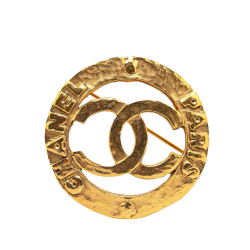 Chanel AB Chanel Gold Gold Plated Metal CC Round Brooch France