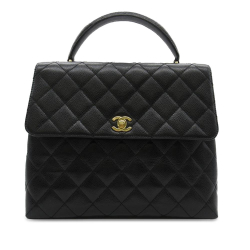 Chanel B Chanel Black Caviar Leather Leather Caviar Kelly Top Handle Bag France