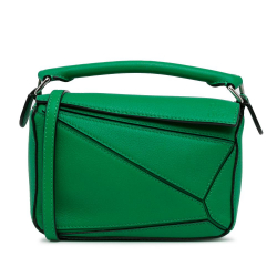 Loewe AB LOEWE Green Calf Leather Mini Puzzle Satchel Spain