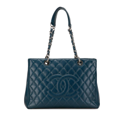Chanel B Chanel Blue Caviar Leather Leather Caviar Grand Shopping Tote Italy