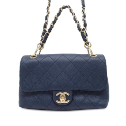 Chanel B Chanel Blue Navy Caviar Leather Leather Small Caviar City Walk Flap Italy