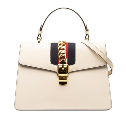 Gucci AB Gucci White Calf Leather Sylvie Web Satchel Italy