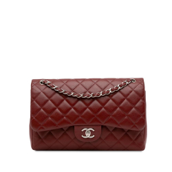 Chanel AB Chanel Red Dark Red Caviar Leather Leather Jumbo Classic Caviar Double Flap Italy