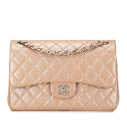 Chanel AB Chanel Brown Nude Caviar Leather Leather Jumbo Classic Iridescent Caviar Double Flap Italy