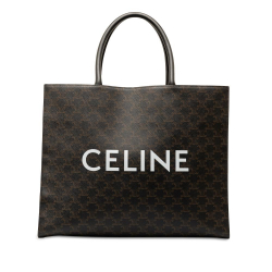 Celine B Celine Black Coated Canvas Fabric Triomphe Cabas Horizontal Tote Italy