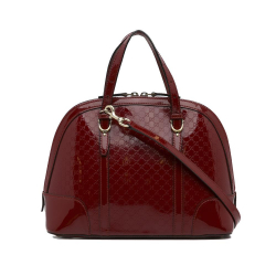 Gucci B Gucci Red Patent Leather Leather Medium Patent Microguccissima Nice Dome Satchel Italy