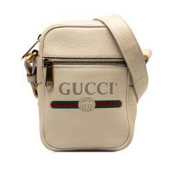 Gucci B Gucci White Calf Leather Gucci Logo Crossbody Italy